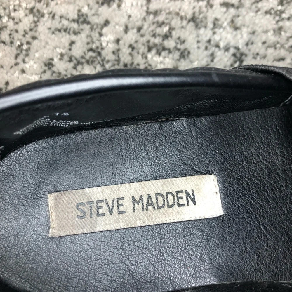 Steve Madden Black Endell Quilted Slip On Shoes Size 7.5